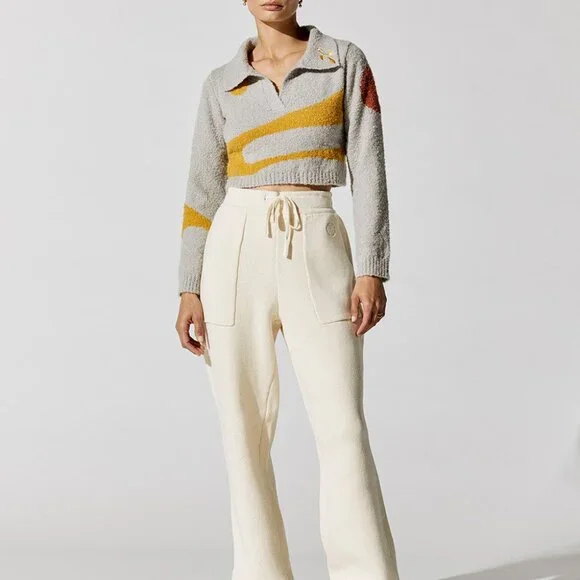 HONOR THE GIFT Pattern Block Long Sleeve Sweatshirt Size Large Cozy Cropped - Picture 3 of 5